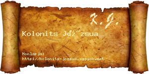 Kolonits Józsua névjegykártya