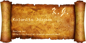Kolonits Józsua névjegykártya