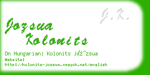 jozsua kolonits business card